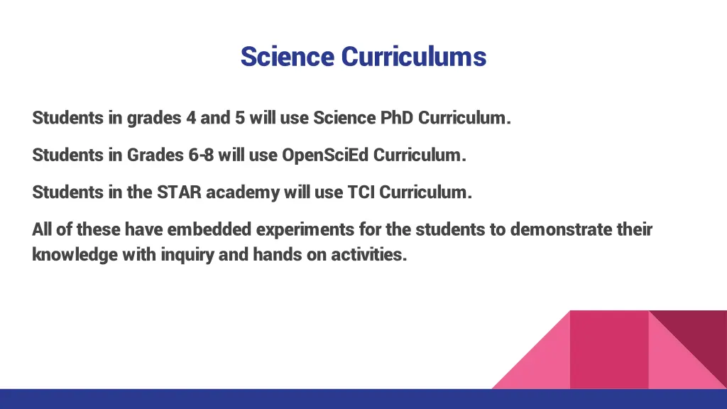 science curriculums