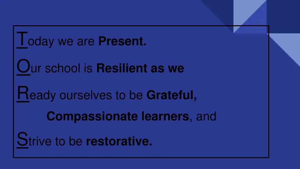 t oday we are present o ur school is resilient