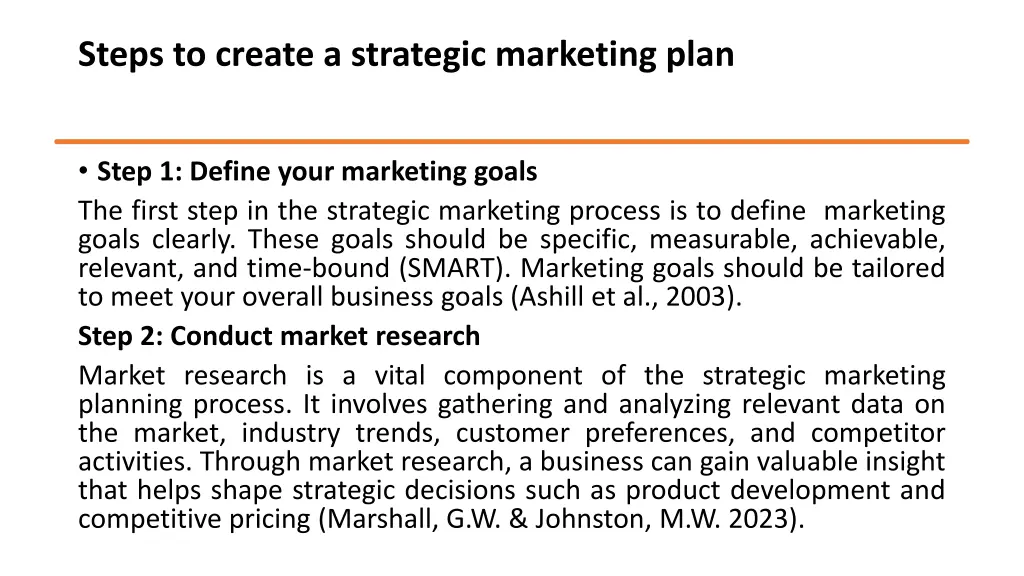 steps to create a strategic marketing plan