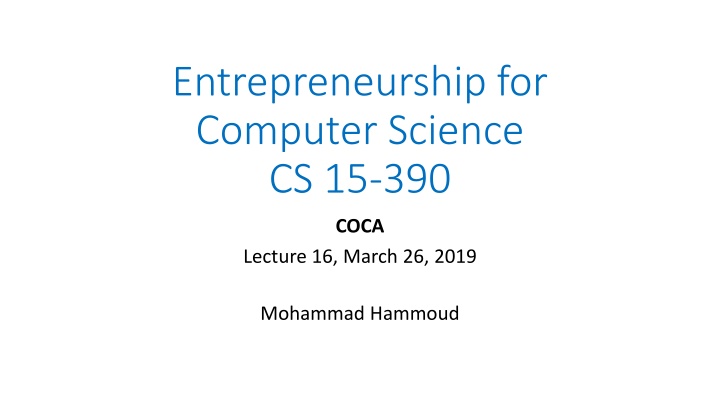 entrepreneurship for computer science cs 15 390
