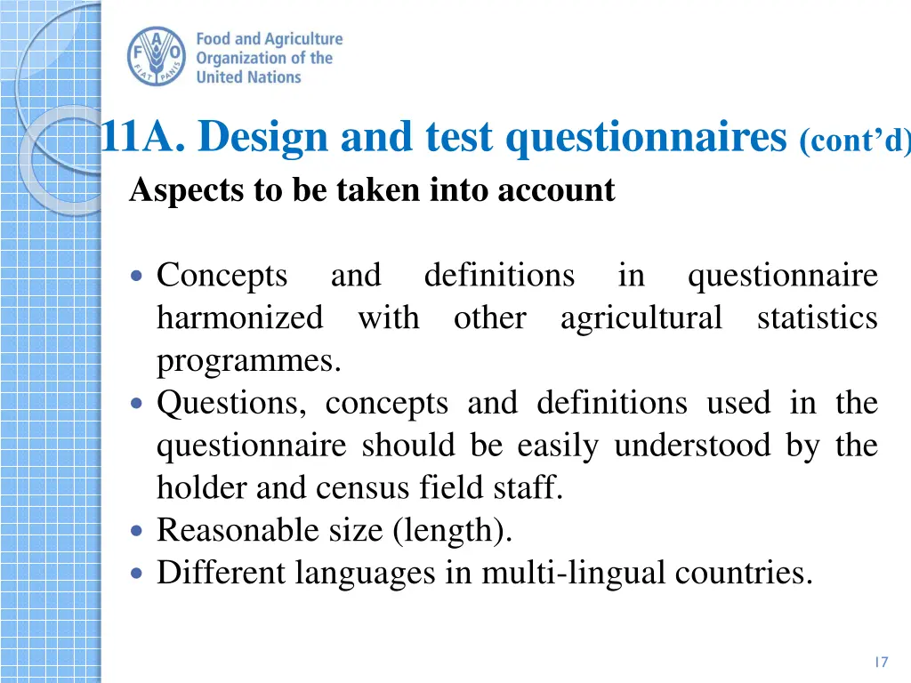 11a design and test questionnaires cont d aspects