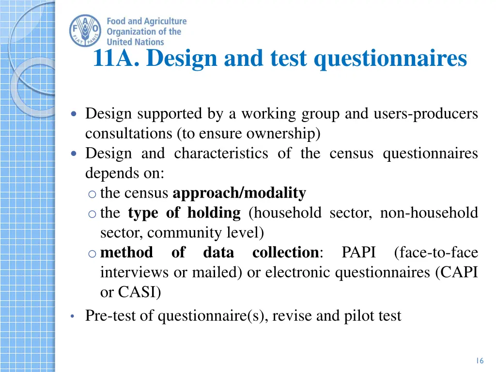 11a design and test questionnaires