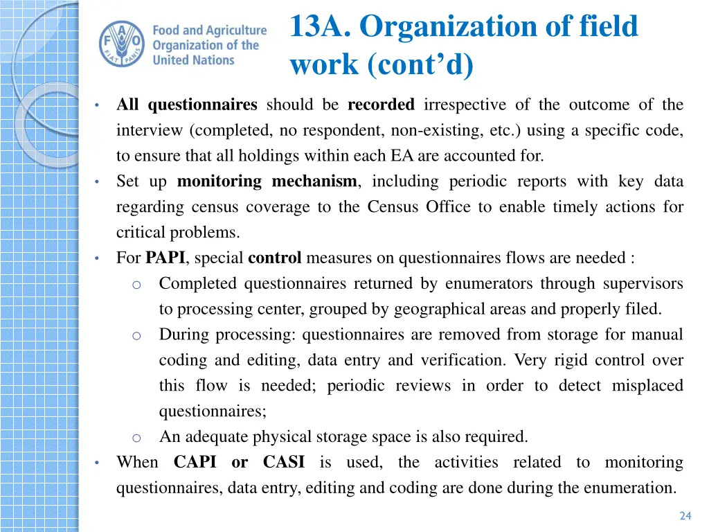 13a organization of field work cont d