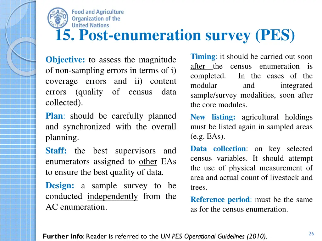 15 post enumeration survey pes