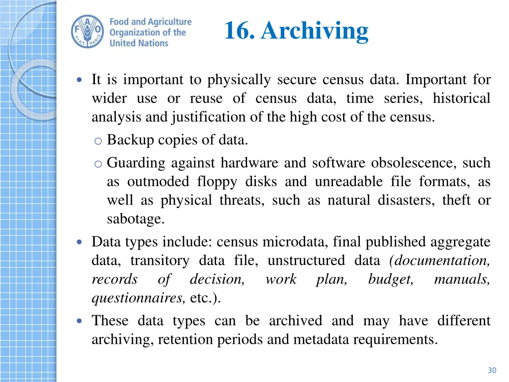 16 archiving