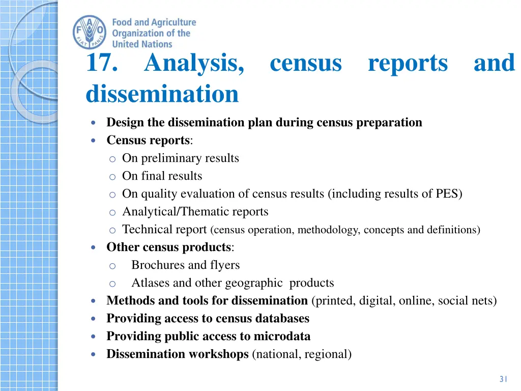 17 dissemination