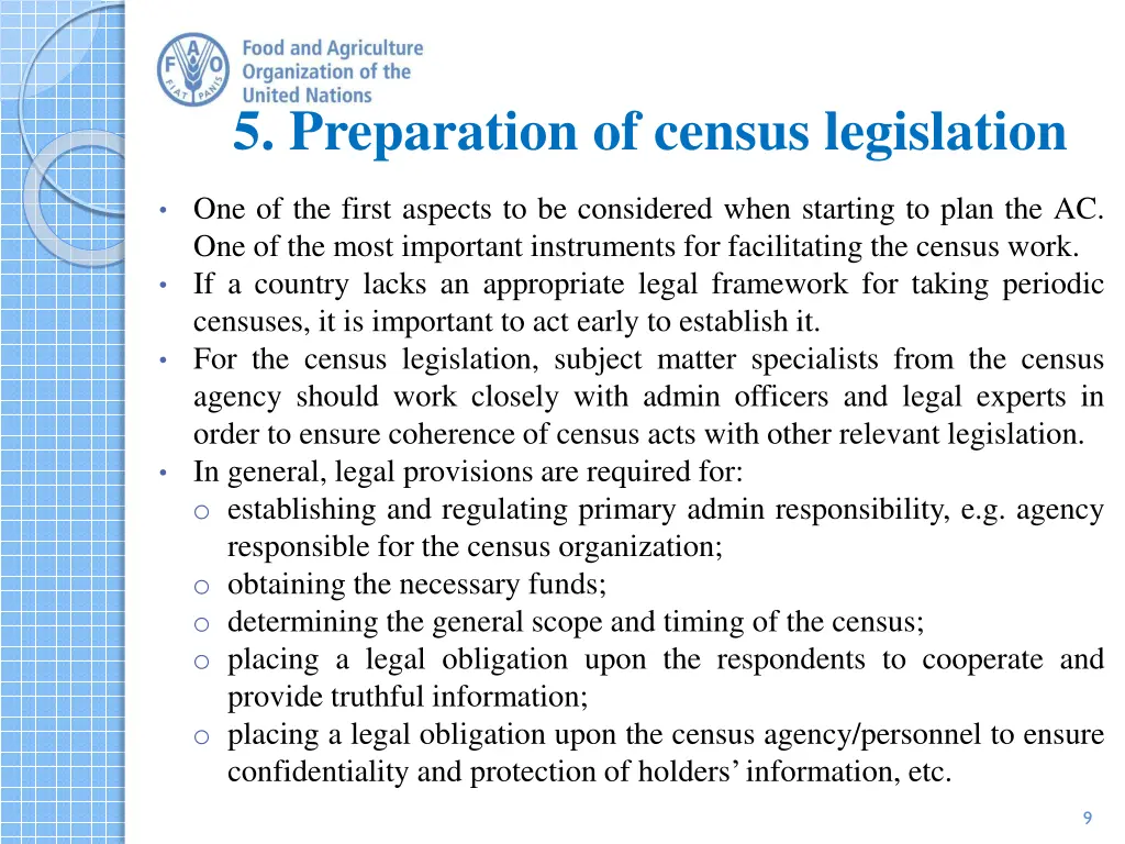 5 preparation of census legislation