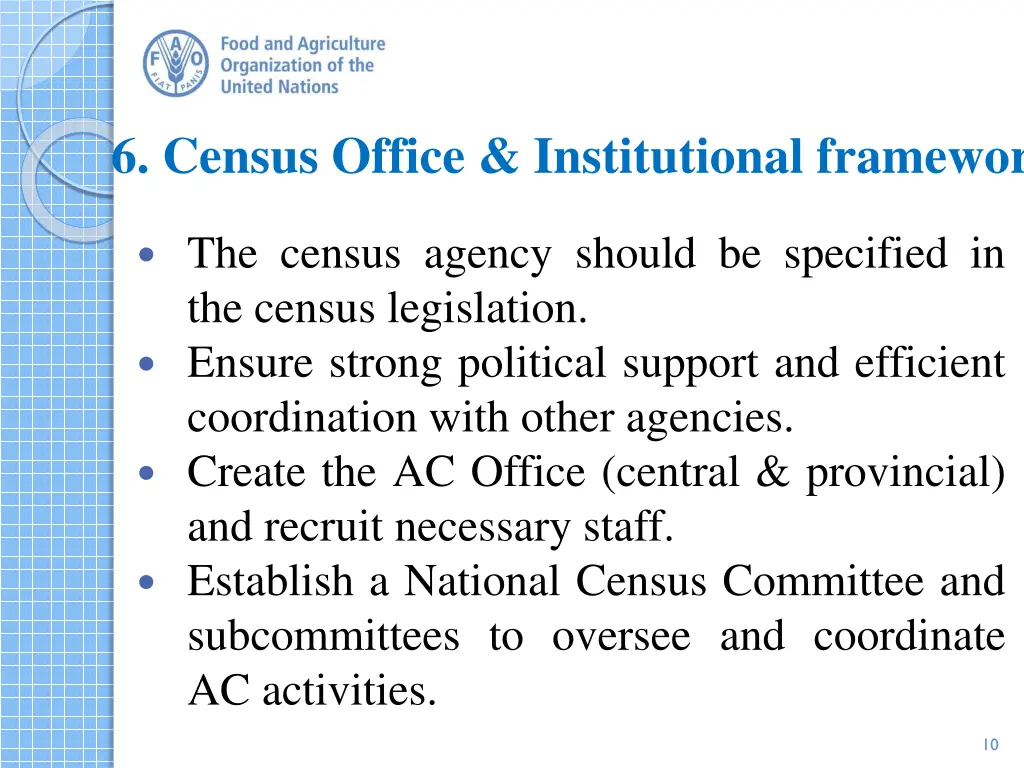 6 census office institutional framework