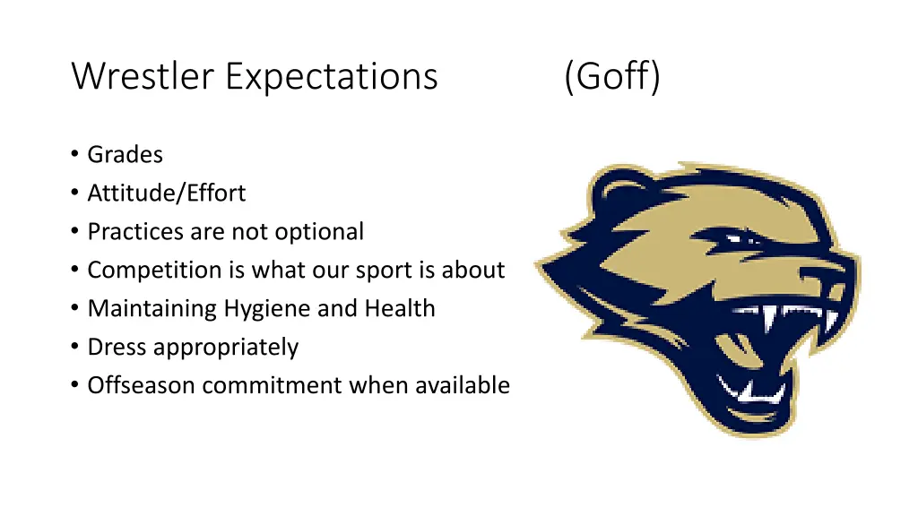 wrestler expectations goff