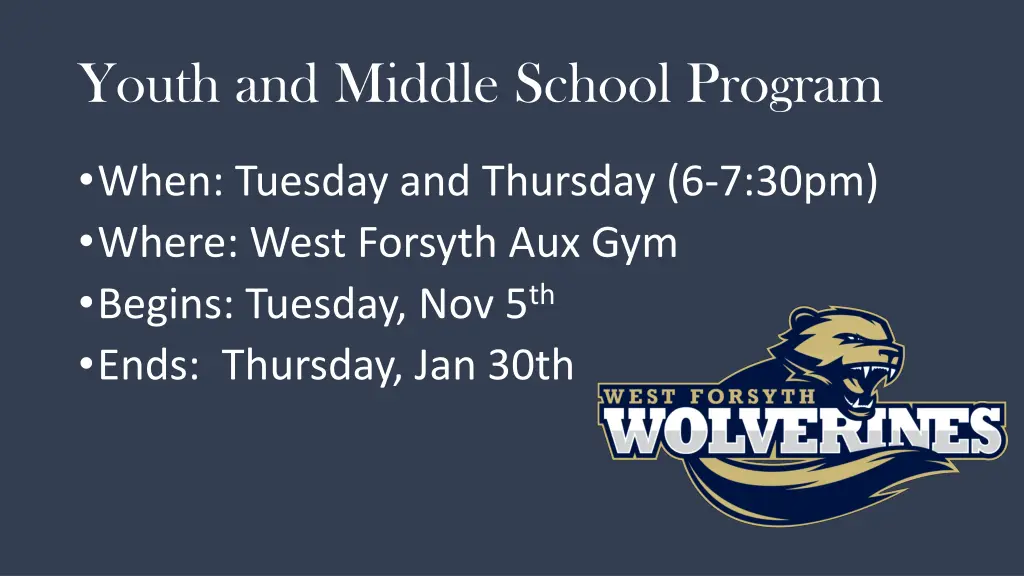 youth and middle school program