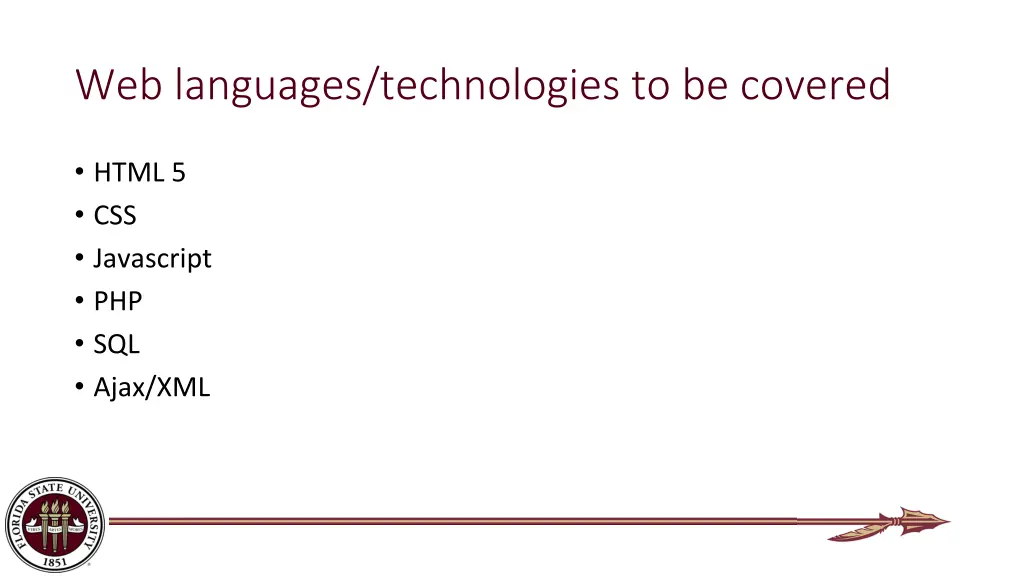 web languages technologies to be covered