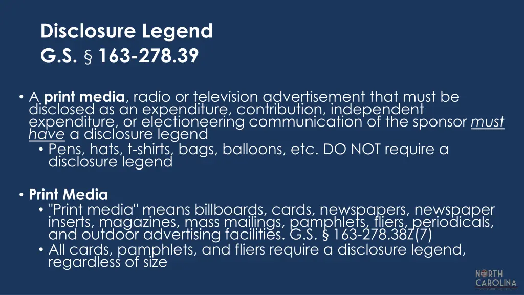 disclosure legend g s 163 278 39