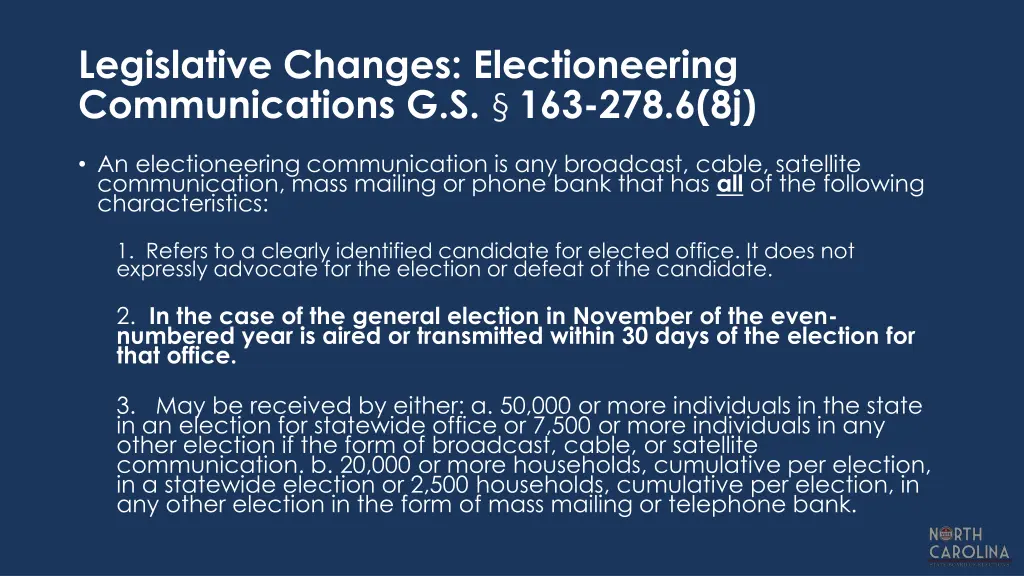legislative changes electioneering communications