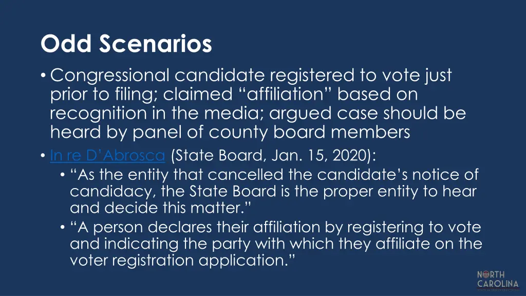 odd scenarios congressional candidate registered