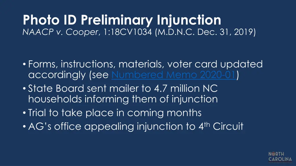 photo id preliminary injunction naacp v cooper 1