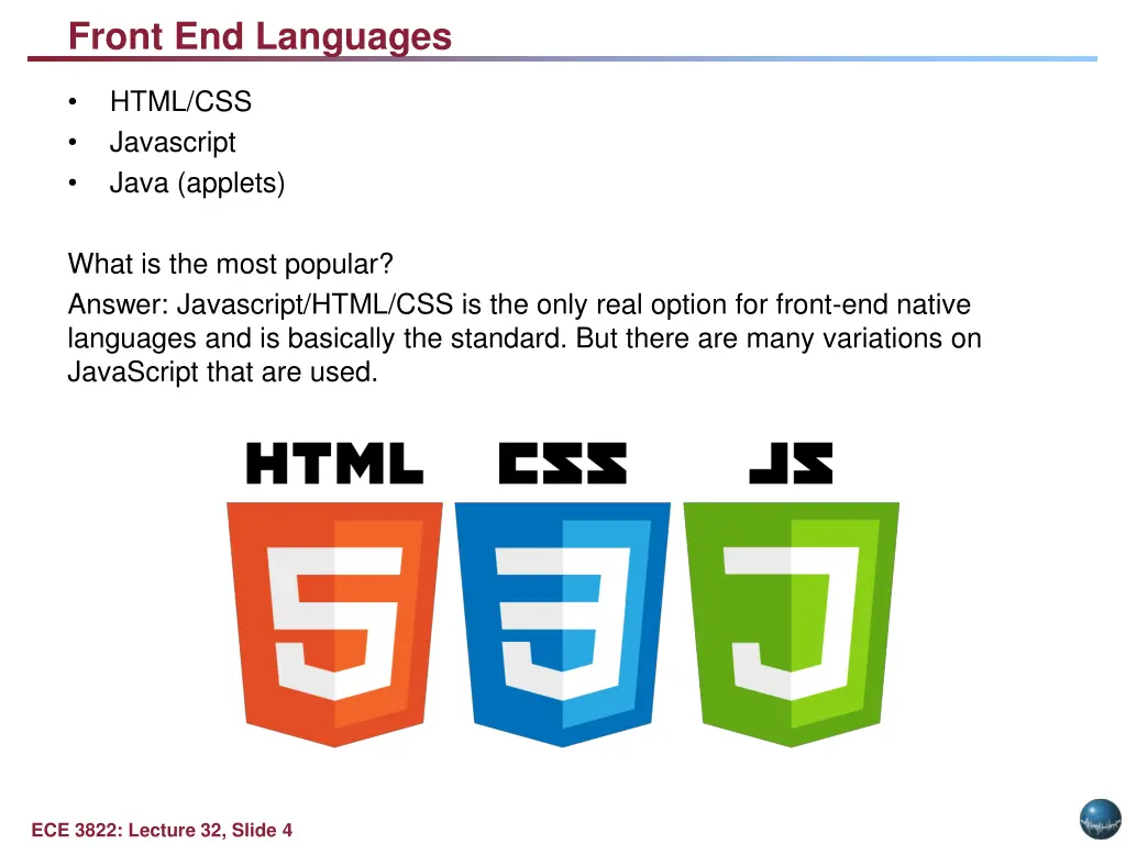 front end languages