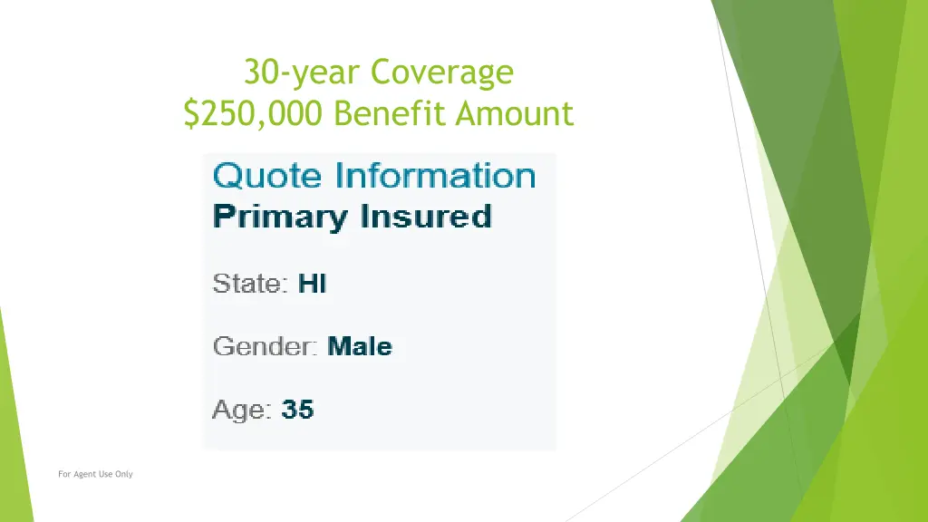 30 year coverage 250 000 benefit amount