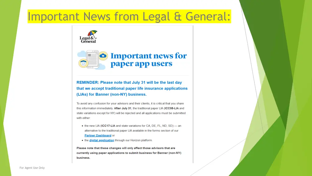important news from legal general