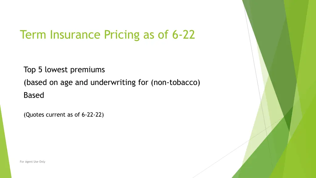 term insurance pricing as of 6 22