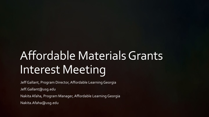 affordable materials grants interest meeting