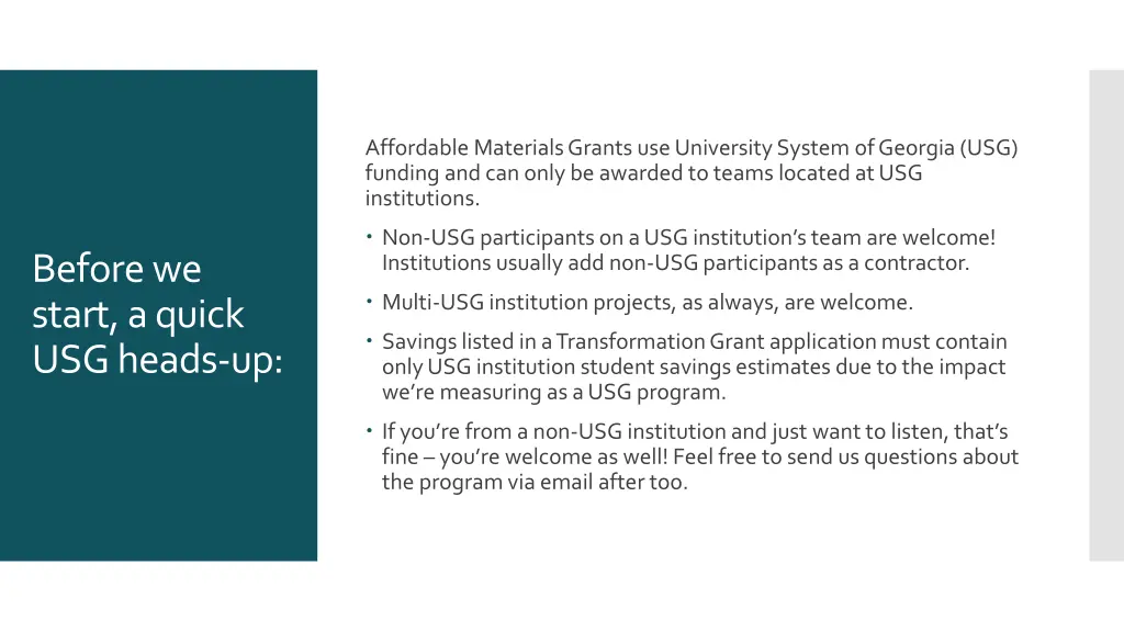 affordable materials grants use university system
