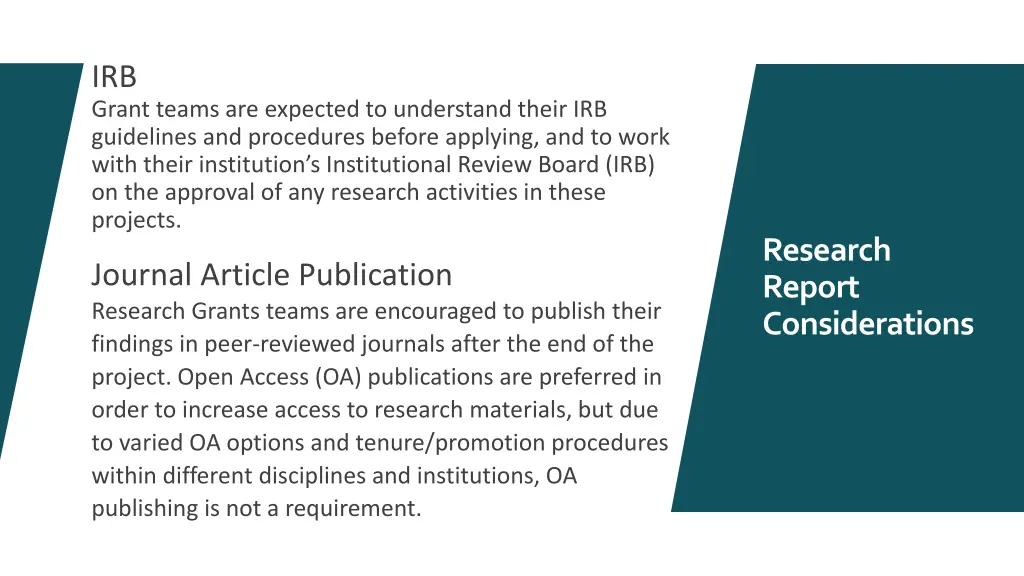 irb grant teams are expected to understand their