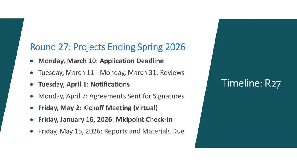 round 27 projects ending round 27 projects ending