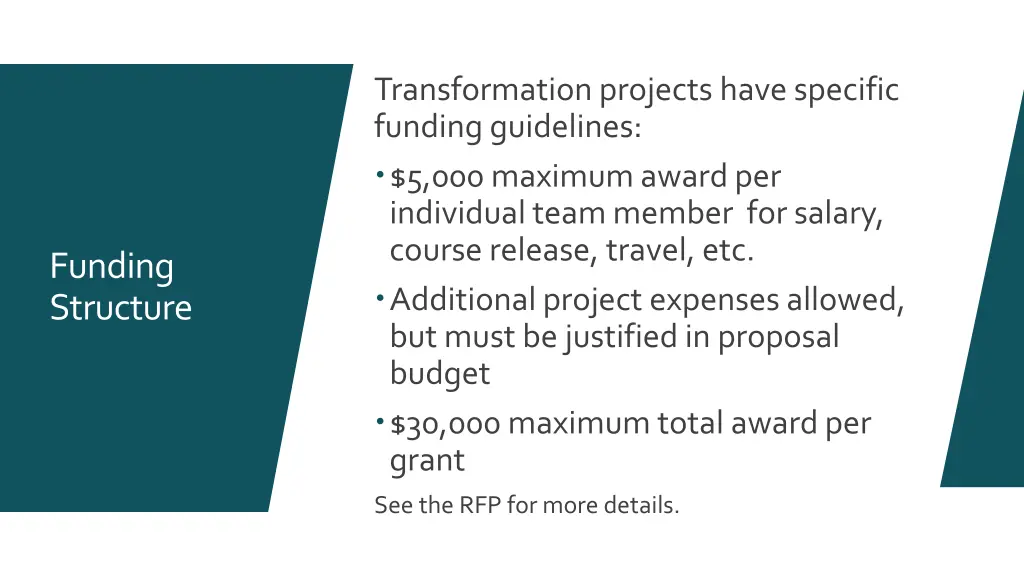 transformation projects have specific funding