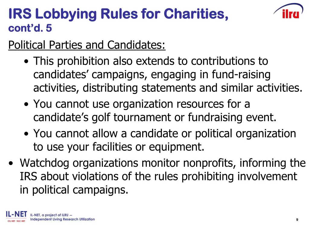 irs lobbying irs lobbying rules for cont d 5 cont