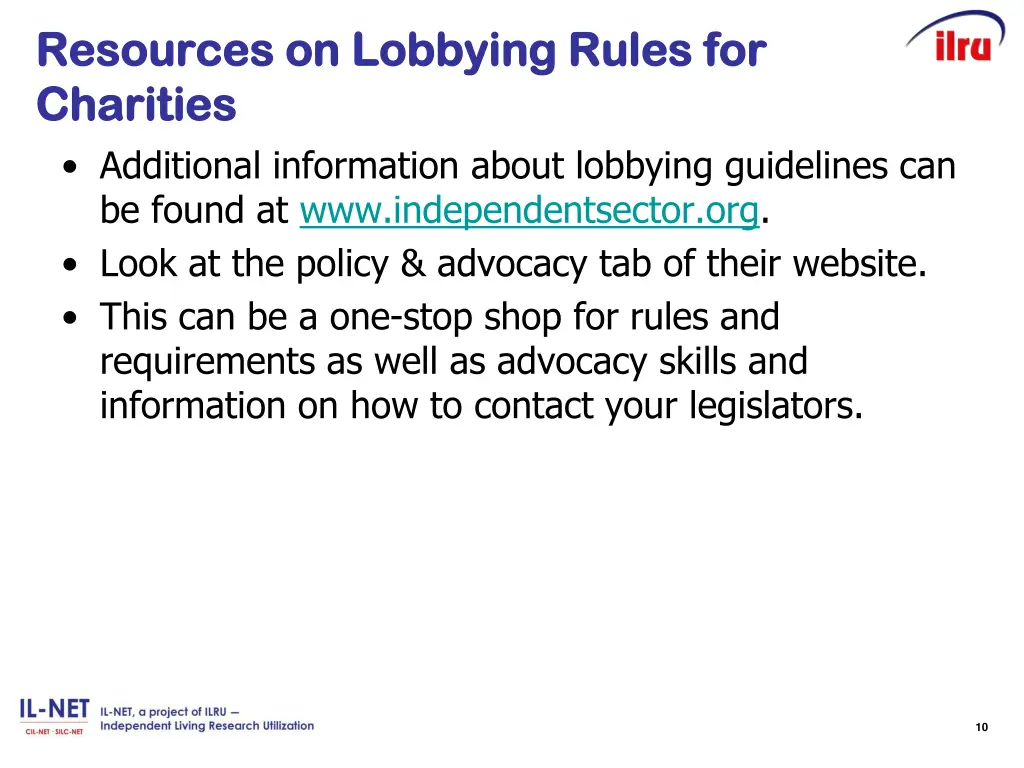 resources on lobbying rules for resources