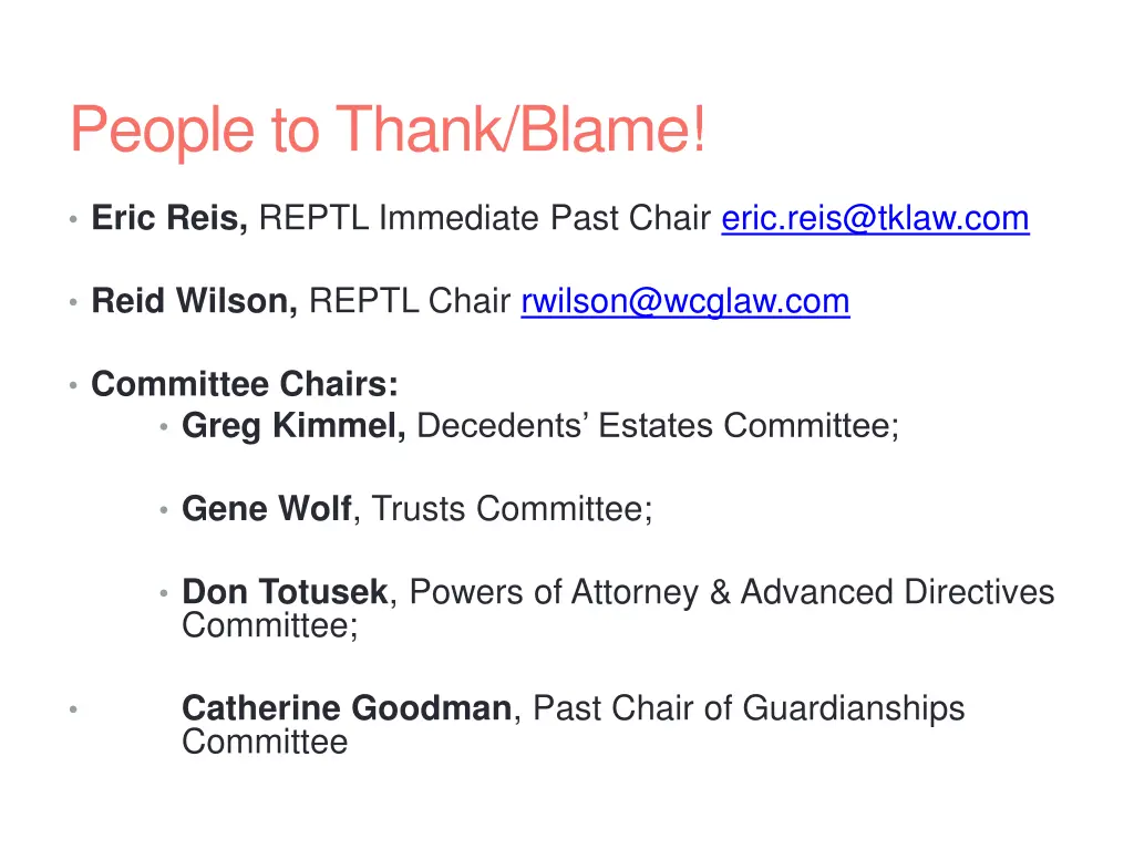people to thank blame