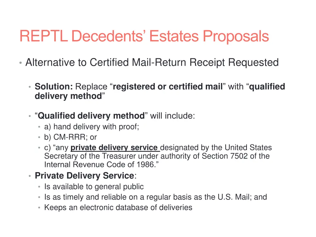 reptl decedents estates proposals 1