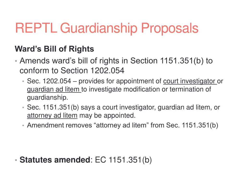 reptl guardianship proposals 2