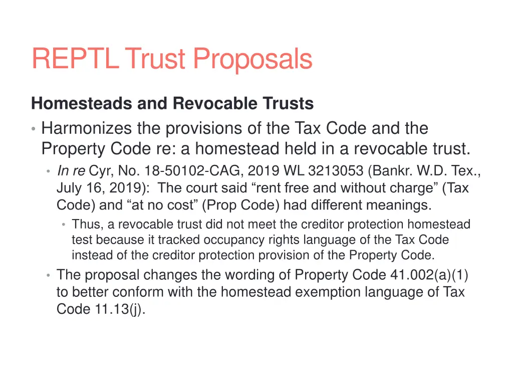 reptl trust proposals