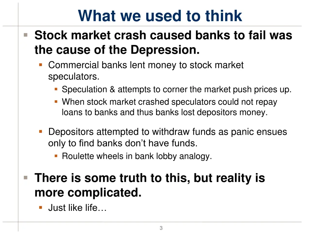 what we used to think stock market crash caused