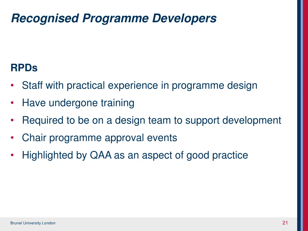 recognised programme developers