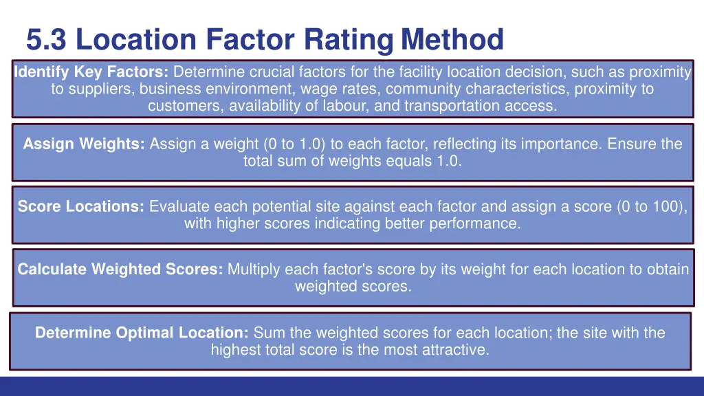 5 3 location factor rating method identify