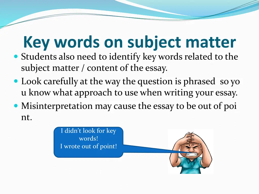 key words on subject matter students also need