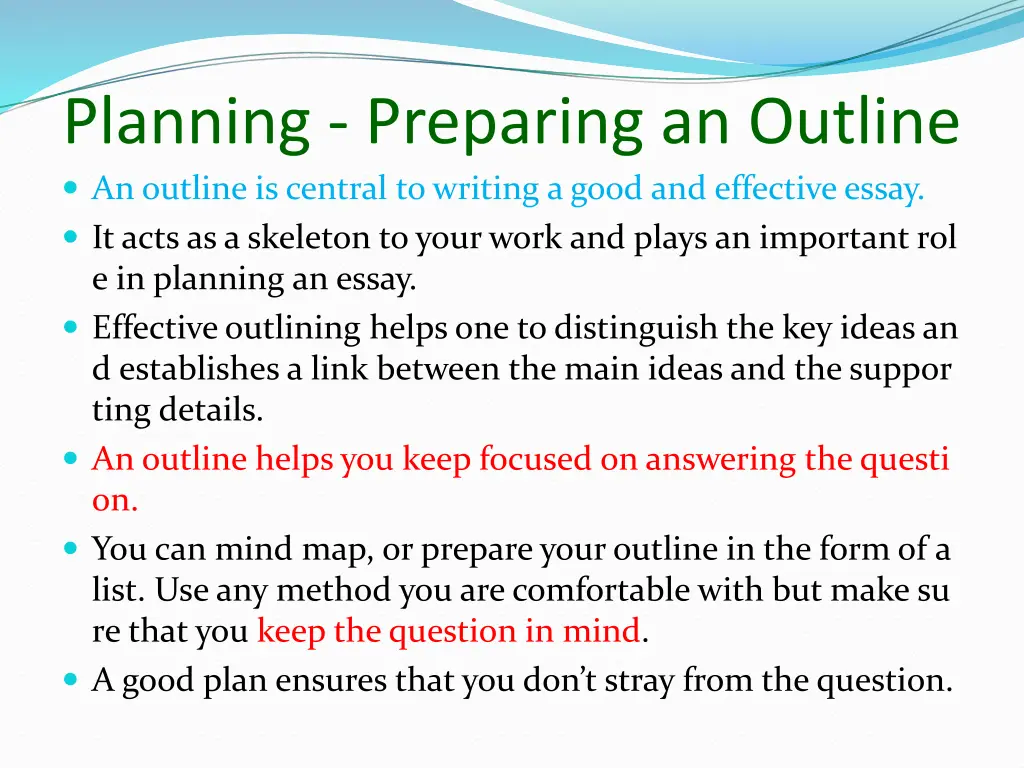 planning preparing an outline an outline