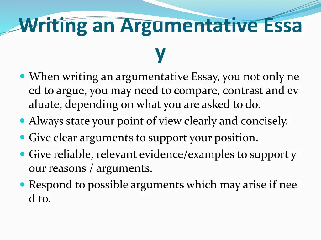 writing an argumentative essa y