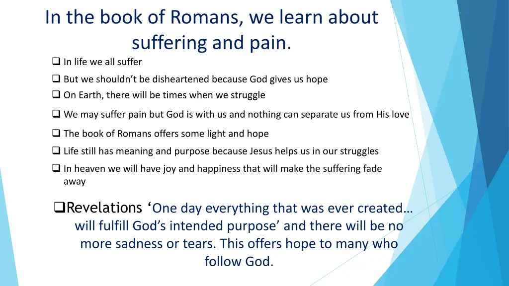 in the book of romans we learn about suffering