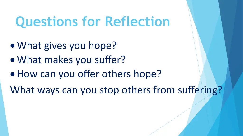 questions for reflection