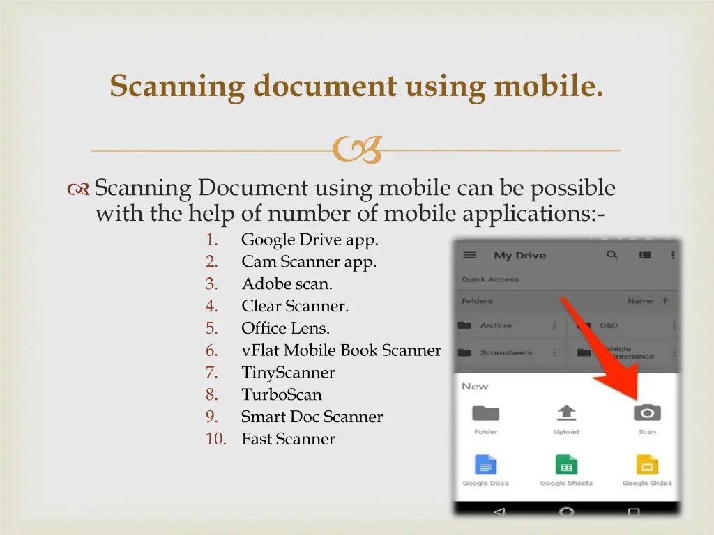 scanning document using mobile