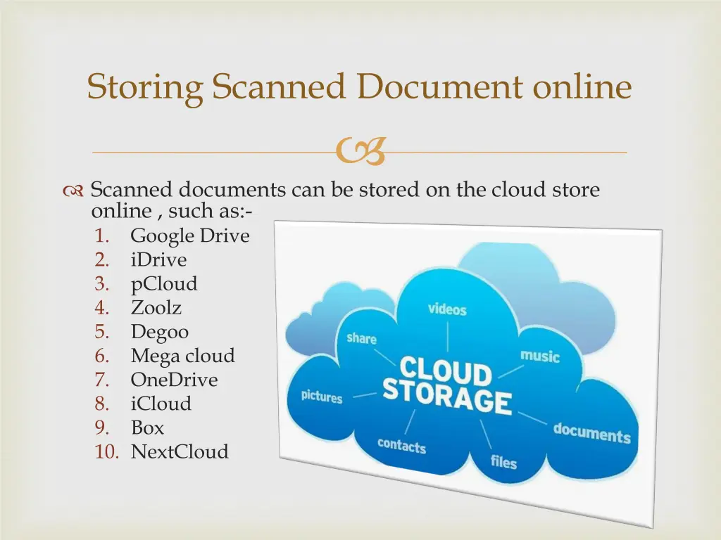 storing scanned document online