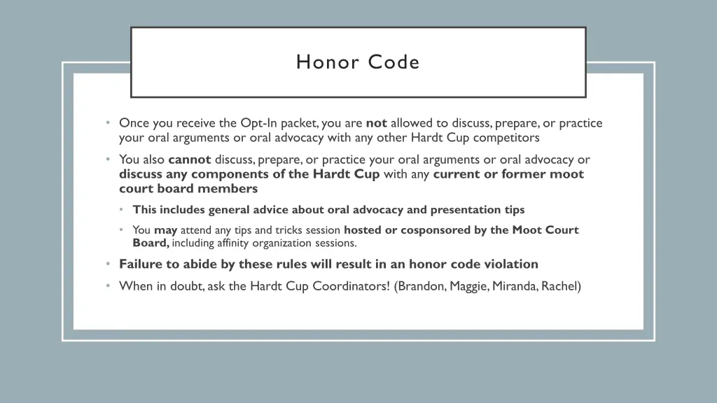 honor code