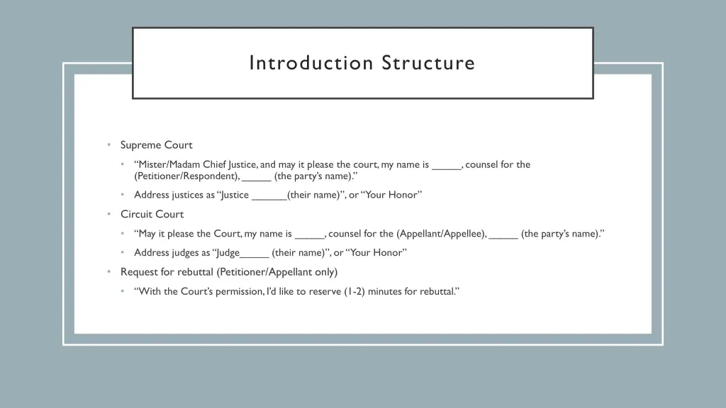 introduction structure