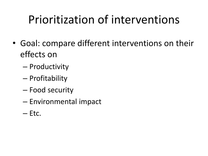 prioritization of interventions