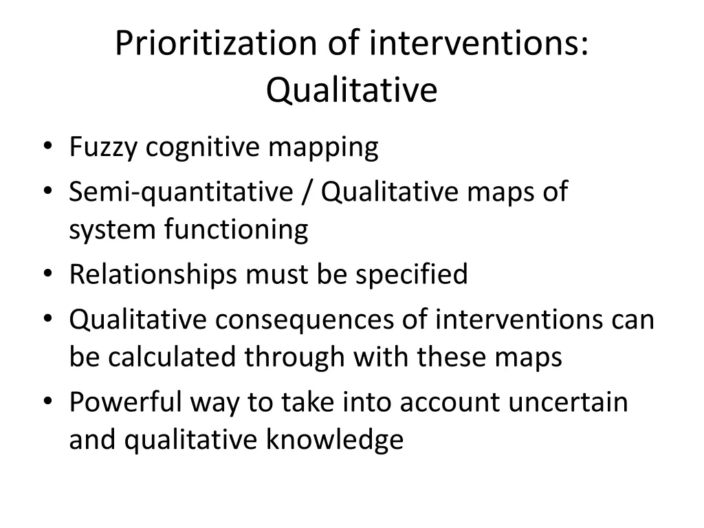 prioritization of interventions qualitative