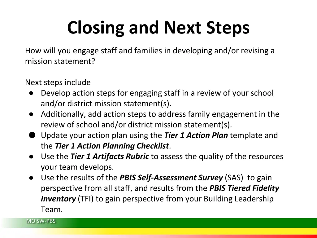 closing and next steps