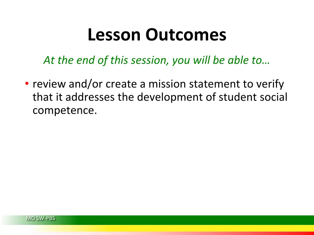 lesson outcomes